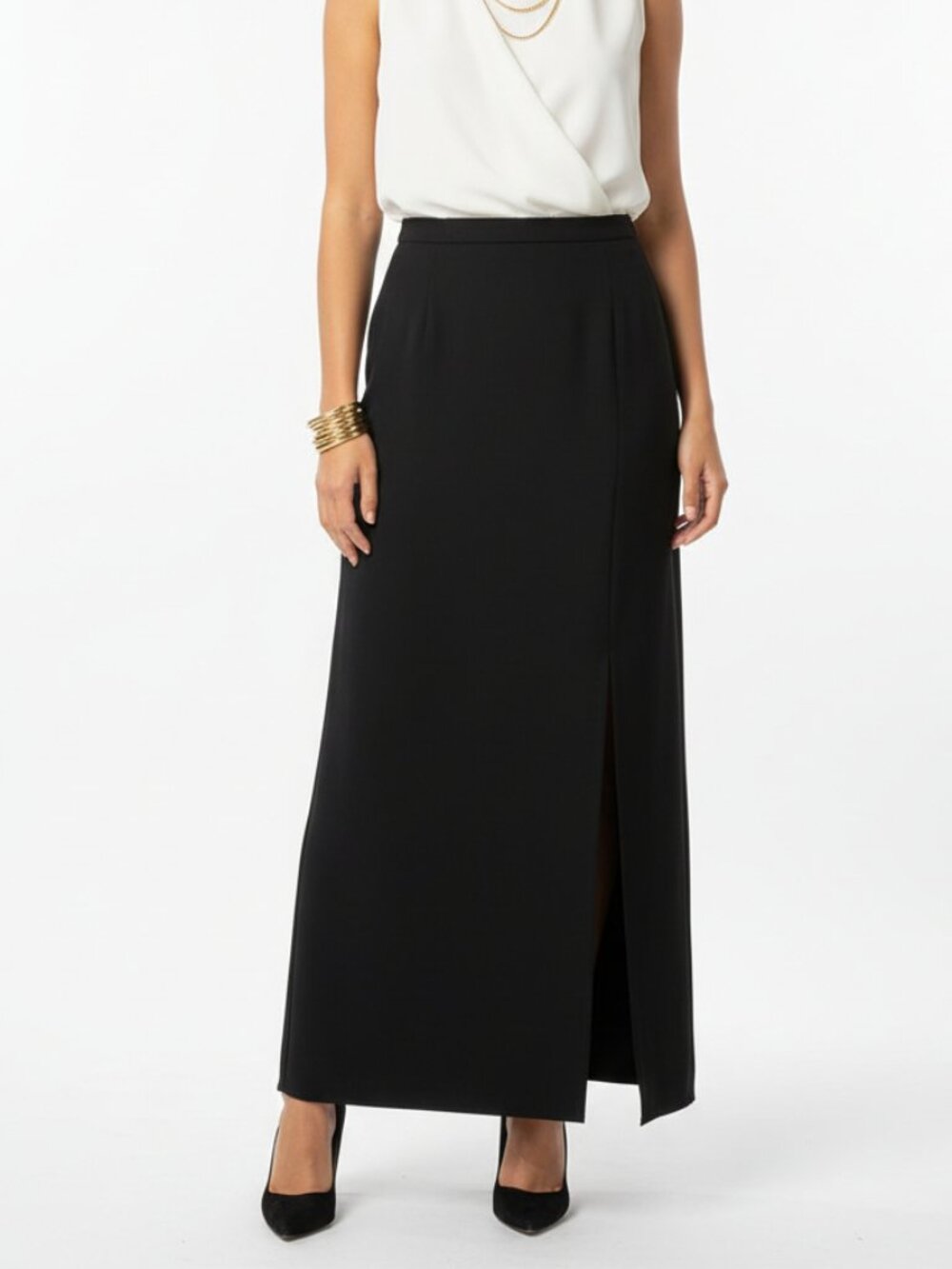Lane Davis Black Full Length Long Maxi Straight Skirt 12